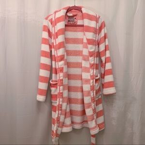 Make+Model Pink Striped Fuzzy Robe - Size Small